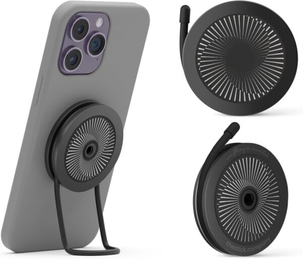71tPN63T01L._AC_SL1500_.jpg Magnetic Phone Stand Grip for All Smartphones, Fit for MagSafe Accessories, Phone Mount for Bike, Gym, Golf Cart, Airplane, Stroller - Hands-Free Cell Phone Holder for iPhone 12-17 (Black)