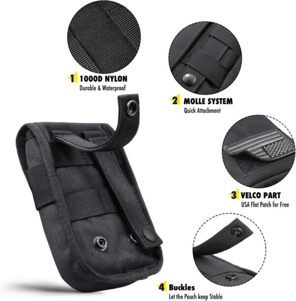 WYNEX Tactical Phone Pouch Molle,Smartphone Holster Bag EDC Utility Cellphone Lock Card Holder Organizer Fit for Waist Belt Case Include Tactical Gear Clip and U.S.A Patch