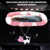 JINGSEN11 11-Piece Fluffy Car Accessories Set - Plush Steering Wheel Covers, Soft Fleece Handbrake & Shift Covers, Non-Slip Car Trim Decorations (Pink)