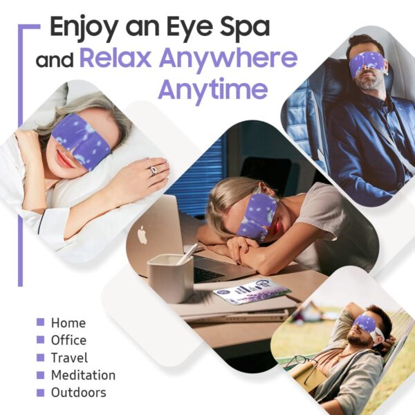 71vCCvJ4RL._SL1200_.jpg BeHoomi Steam Eye Mask, 10Packs Heated Eye Mask, Self Heating Disposable SPA Warm Compress for Eyes Sleep Mask, Travel Essentials & Relaxation Gifts for Women (Lavender Scent)