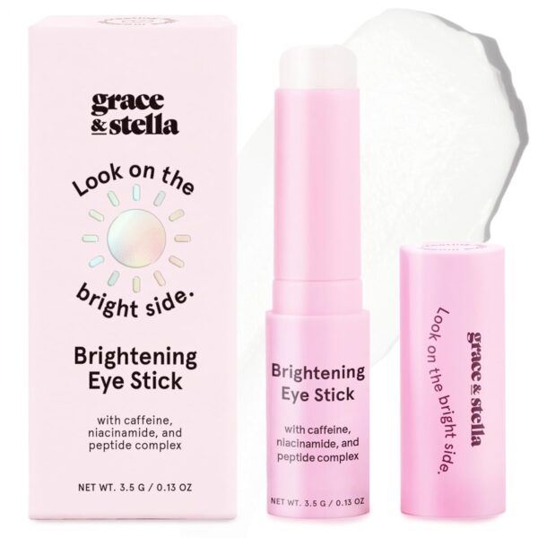 71vPNkiQR4L._SL1500_.jpg grace & stella Under Eye Brightener Balm Stick - Travel Essentials - Caffeine Eye Cream for Dark Circles, Puffiness, Wrinkles - Vegan Moisturizer Stick with Niacinamide, Hyaluronic Acid (0.13oz/3.5g)