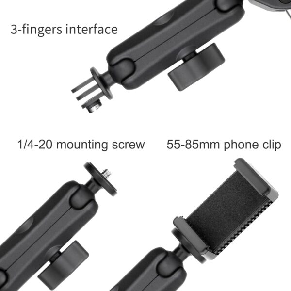 71wqSiUEvZL._AC_SL1500_.jpg SOONSUN Super Clamp Mount with Dual 360° Ball Heads & Phone Holder, Heavy-Duty Camera Clamp Mount for GoPro Hero 13 12 11 10 9, Insta360, DJI Osmo, DSLR, Smartphones & Action Camera