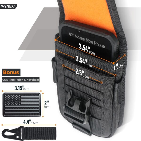 WYNEX Tactical Phone Pouch Molle,Smartphone Holster Bag EDC Utility Cellphone Lock Card Holder Organizer Fit for Waist Belt Case Include Tactical Gear Clip and U.S.A Patch