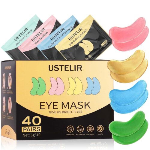 71xtnK91oBL._SL1500_.jpg Under Eye Patches, 40 Pairs Eye Mask for Dark Circles, Puffy Eyes, Undereye Bags,Wrinkles,Eye Mask Patches with 24K Gold, Hyaluronic Acid,Rose & Aloe Vera, Eye Treatment Skin Care for Men & Women Gift