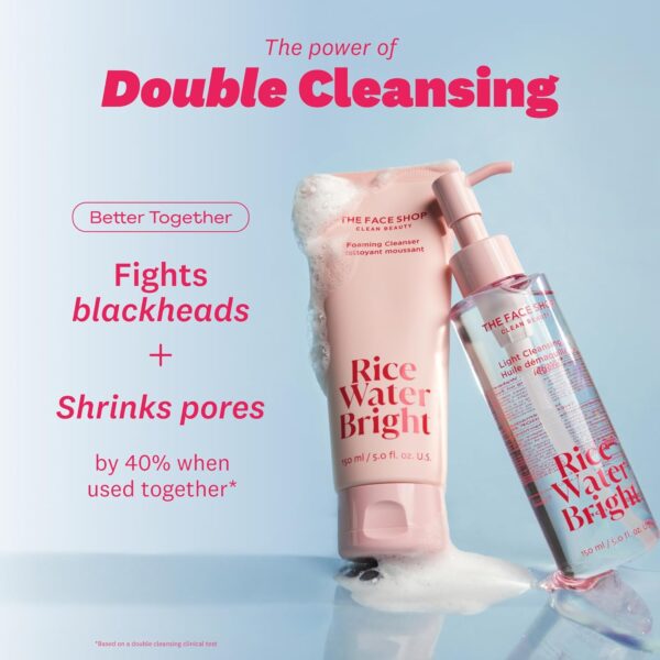 71yo4Do-L._SL1500_.jpg The Face Shop Rice Water Bright Double Cleansing Duo Set with Ceramide, Korean Skin Care, Gentle Face Wash & Pore Control Cleansing Oil, Hydrating, Moisturizing, Vegan Facial Cleanser, Makeup Remover