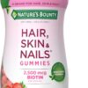 71yo5Fhun6L._AC_SL1500_.jpg Nature's Bounty Optimal Solutions Hair, Skin and Nails Pectin Gummies, 2500 mcg Biotin Per Serving, No Stick Gummy, Vegetarian Formula, Strawberry Flavor, 200 count, 100 Total Servings