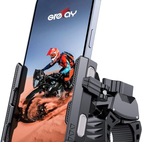 GREFAY Bike Phone Holder Motorbike Phone Holder [1S Quick Release Robust Connections] Anti Shake Universal 360° Bicycle Handlebar Holder for iPhone 17 16 15 14 13 Samsung S23/S22 4.5-7" Smartphone