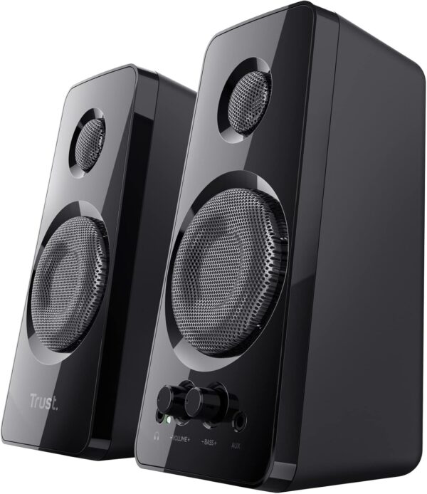 Trust Tytan 2.0 PC Speaker Set, USB Powered Sound System, Plug and Play Speakers, Bass Control, 36 W Peak Power, Wired Speakers for PC, Computer, Laptop, Tablet, Mac, Phone, Smartphone, TV - Black