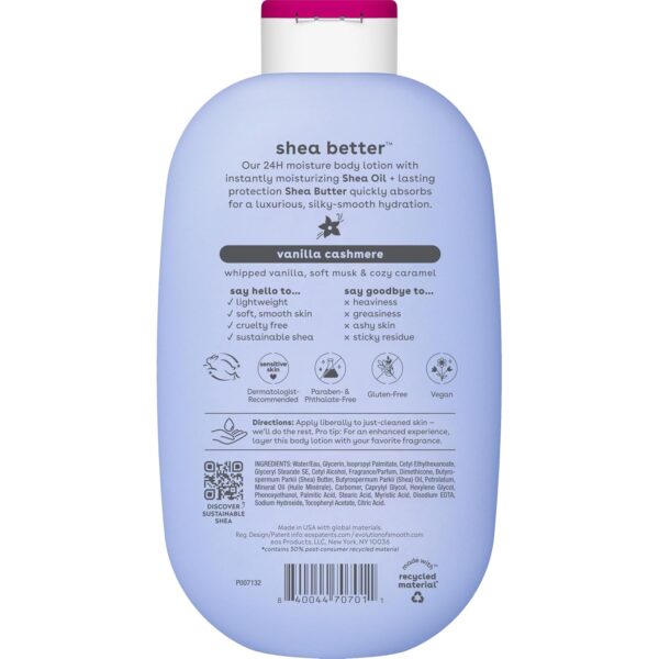 71zatyVnKJL._SL1500_.jpg eos Shea Better Body Lotion Vanilla Cashmere, 24-Hour Moisture Skin Care, Lightweight & Non-Greasy, Natural Shea, Vegan, Vanilla Body Lotion, 16 fl oz
