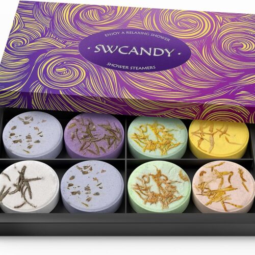 810MBwVTSaL._AC_SL1500_.jpg Shower Steamers Aromatherapy Birthday Gifts for Women - SWCANDY 8 Pcs Travel Essentials, Hotel Shower Spa Holidays Mom Wife Grandma Sister Her Self Care Relaxation with Natural Essential Oils Home