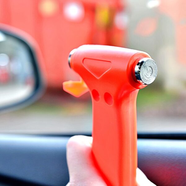 AA Emergency Car Window/Glass Hammer Seatbelt Cutter Rescue Tool AA6240 - Essential For Quick Vehicle Escape – With Mounting Screws And Bracket, Red