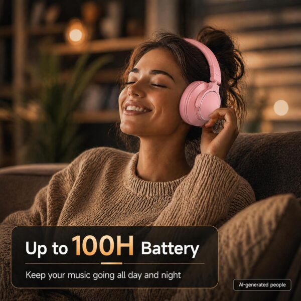 8113wQfIviL._AC_SL1500_.jpg syndesmos Wireless Over Ear Bluetooth Headphones, Studio Monitor & DJ Headphones with 50mm Drivers, 100H Playtime, 1/4" to 3.5mm Wired Audio Jack for Mixing, Recording, Guitar Amp, Podcast, Pink