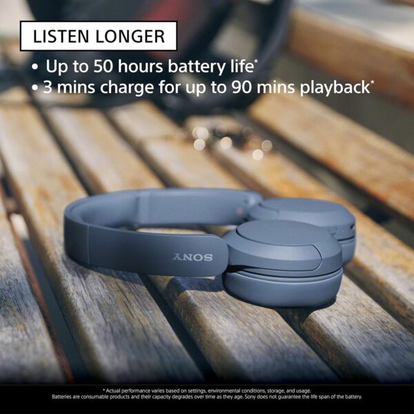 811UeUfPYdL._AC_SL1500_.jpg Sony WH-CH520 Wireless Headphones Bluetooth On-Ear Headset with Microphone and up to 50 Hours Battery Life with Quick Charging, Blue