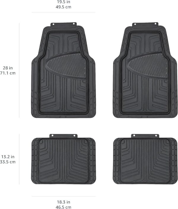 Amazon Basics 4-Piece All-Season Rubber Floor Mat for Cars, SUVs and Trucks, Black