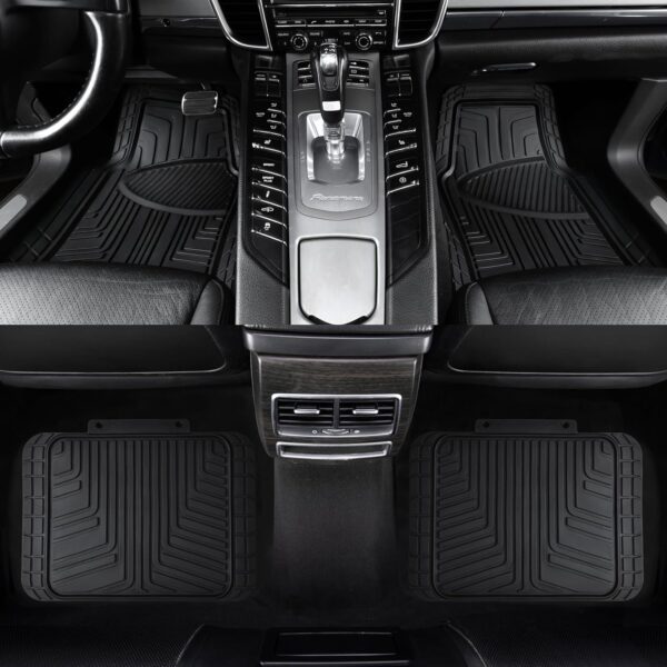 Amazon Basics 4-Piece All-Season Rubber Floor Mat for Cars, SUVs and Trucks, Black