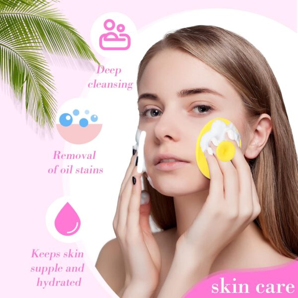 812sfNECSzL._AC_SL1500_.jpg Nuogo 40 Pack Facial Cleansing Brush Face Scrubber Face Exfoliator Exfoliating Brush Soft Silicone Scrubber Handheld Wash Scrub Pad Tool for Deep Cleaning Pore Blackhead Delicate Dry Skin Care Women