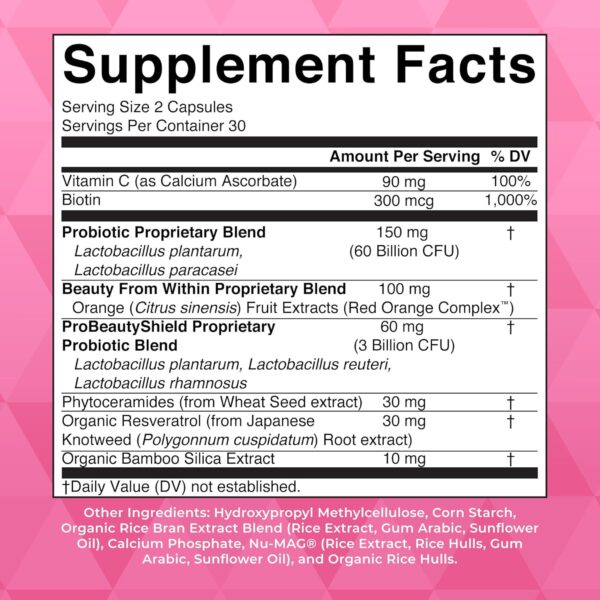 813WK244mEL._AC_SL1500_.jpg MARYRUTH'S Probiotic Beauty Capsules + Red Orange Complex & Ceramosides | Vegan Collagen Support | Anti Aging | Gut Health | Hair Skin and Nails Vitamins | Skin Care | Biotin | Non-GMO | 60 Count