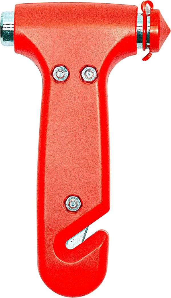 AA Emergency Car Window/Glass Hammer Seatbelt Cutter Rescue Tool AA6240 - Essential For Quick Vehicle Escape – With Mounting Screws And Bracket, Red
