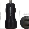 Amazon Basics Dual-Port USB Car Charger Adapter for Apple and Android Devices, 4.8 Amp, 24W, Black