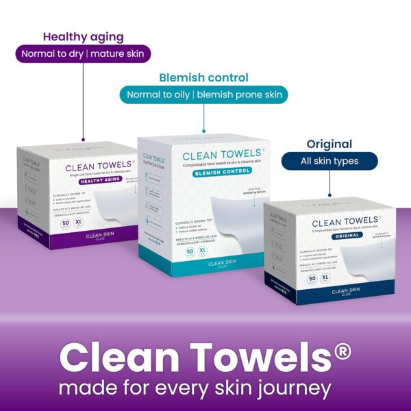 8176X65hgaL._SL1500_.jpg Reduces Fine Lines and Wrinkles in 6 weeks or Less, CLEAN SKIN CLUB Healthy Aging Clean Towels® XL, Disposable Face Towels, XL - 1 Pack (50 count)
