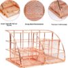 KAAKOW Rose Gold Desk Organizers and Accessories Office Supplies Set Stapler, Pen Holder, Phone Holder, Scissors, Pen, Ruler, 30 Paper Clips, 22 Binder Clip, 20 Tacks and 1000pcs Staples