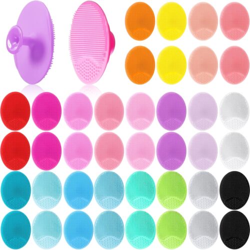 817NQ5qYX6L._AC_SL1500_.jpg Nuogo 40 Pack Facial Cleansing Brush Face Scrubber Face Exfoliator Exfoliating Brush Soft Silicone Scrubber Handheld Wash Scrub Pad Tool for Deep Cleaning Pore Blackhead Delicate Dry Skin Care Women