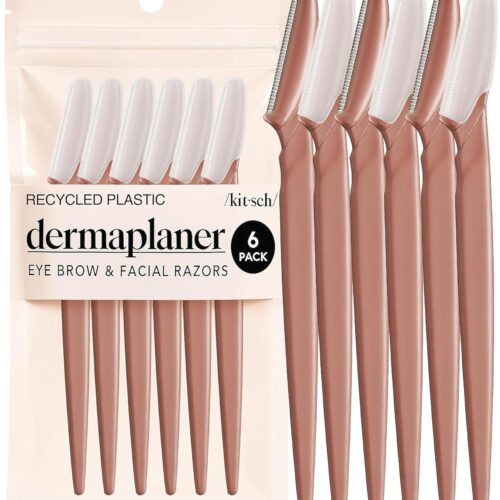 817u7g3NX5L._SL1500_.jpg Kitsch Dermaplane Razor for Women Face – Face Razors for Women & Men, Eye Brow Razors & Face Shaver – Exfoliating Facial Razor & Dermaplaner as Skin Care Tool for Smoother Skin - Terracotta, 6 pcs
