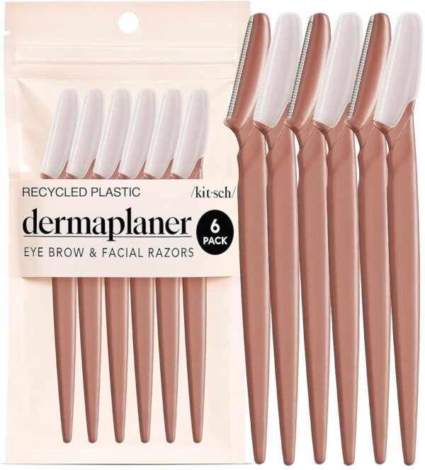 817u7g3NX5L._SL1500_.jpg Kitsch Dermaplane Razor for Women Face – Face Razors for Women & Men, Eye Brow Razors & Face Shaver – Exfoliating Facial Razor & Dermaplaner as Skin Care Tool for Smoother Skin - Terracotta, 6 pcs