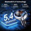 GizmoVine FM Transmitter for Car with 81W Fast Charge (PD 45W & QC3.0 36W), Bluetooth 5.4 Wireless Radio Adapter, Hands-Free Calling, Siri/Google Assistant, Bass Boost & LED Backlit