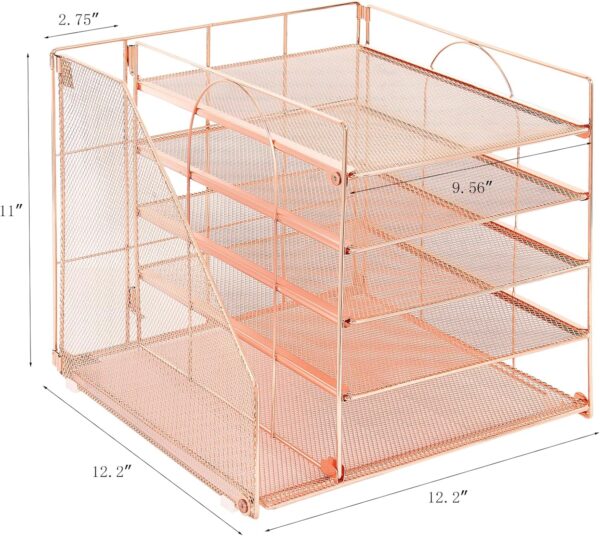 819hojPkamL._AC_SL1500_.jpg LEKETREE Desk Organizer with 5-Tier Paper Letter Tray and File Holder, Desktop Accessories for Office Supplies & Workspace (Rose Gold)