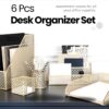 819yQyHFq0L._AC_SL1500_.jpg BLU MONACO 6 Piece Cute Gold Desk Organizer Set - Desk Organizers and Accessories for Women - Cute Office Gold Desk Accessories - Desktop Organization