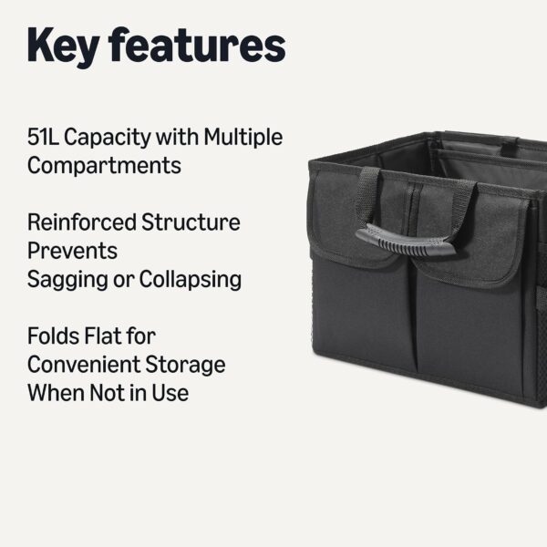 81AlNCBNVL._AC_SL1500_.jpg Amazon Basics Trunk Organizer for Car, Multi-Compartment Car Storage, Foldable, 51L, Black