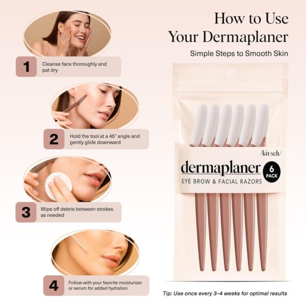 81B1el34ZPL._SL1500_.jpg Kitsch Dermaplane Razor for Women Face – Face Razors for Women & Men, Eye Brow Razors & Face Shaver – Exfoliating Facial Razor & Dermaplaner as Skin Care Tool for Smoother Skin - Terracotta, 6 pcs