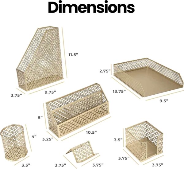 81EwQwqXz7L._AC_SL1500_.jpg BLU MONACO 6 Piece Cute Gold Desk Organizer Set - Desk Organizers and Accessories for Women - Cute Office Gold Desk Accessories - Desktop Organization