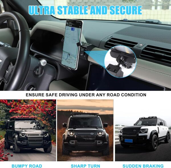 METYOUCAR Car Phone Holder for LR Defender 90 110 130 2020-2023 Rotatable Fixed Phone Holder for Car Fit for iPhone Android and Universally Smartphones Mount(SE/HSE model)