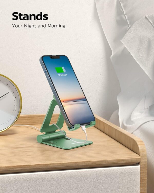 Nulaxy Aluminum Phone Stand for Desk, Adjustable Phone Holder Foldable Metal Stand Mount Cradle Dock Compatible with iPhone 16 15 14 13 12 11 Pro Mini Pro Max Xs XR X 8 7, All Smartphones - Green