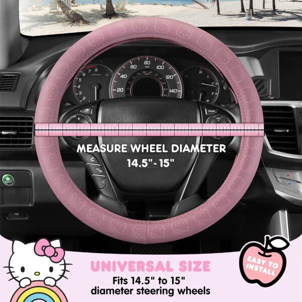 81J4LNnu9BL._AC_SL1500_.jpg Carbella Hello Kitty Steering Wheel Cover, Universal Size 14.5-15.5, Pink, Faux Leather, Cute Pink Steering Wheel Cover for Women, Hello Kitty Car Accessories
