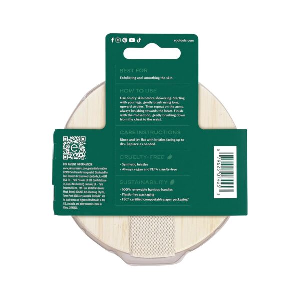 81OBw4ZFUL._SL1500_.jpg EcoTools Dry Body Brush, Cruelty-Free Bristles Exfoliate & Smooth Skin, Dry Brushing Removes Flaky Skin, May Help Improve Circulation & Tone, Eco-Friendly Skincare Tool, Vegan & Cruelty-Free, 1 Count