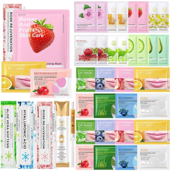 Gifts for Women Face Mask Skin Care Set 36 Pcs Teens Girl Gifts Moisturize,Hydrate Face Mask Set Spa Gift Set Self Care Valentines Mothers Day Birthday ( Face Masks, Lip & Eye Patches, Face Essense)