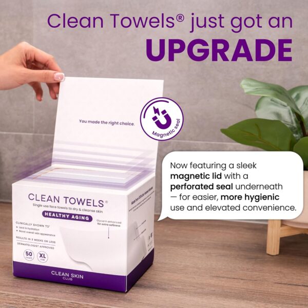81Qw7ZUFVqL._SL1500_.jpg Reduces Fine Lines and Wrinkles in 6 weeks or Less, CLEAN SKIN CLUB Healthy Aging Clean Towels® XL, Disposable Face Towels, XL - 1 Pack (50 count)