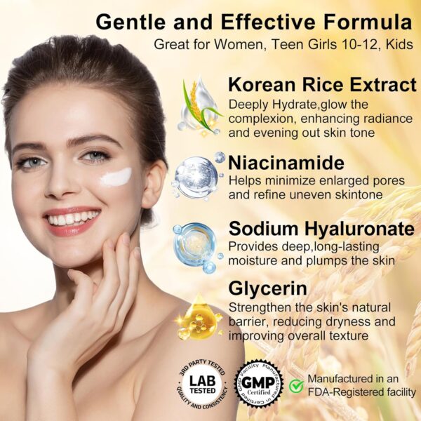 DOYEEWO Skin Care Set,6Pcs Women Teen Glass Skincare w/Korean Rice Extract,Hydrate Glow Repair Anti-Aging Facial Routine Kit Self Care Gifts for Women Mom Wife Teenage Girl Valentines Christmas Gifts