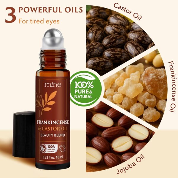 81S1-eQ6uZL._AC_SL1500_.jpg Mine Pure Castor Oil and Frankincense Roll On - Meaningful Gifts for Women - Eye Roller, Under Eye Puffiness, Hexane Free Castor Oil for Face, Under Eye, Skin, Wrinkles, Dark Circles Roll On