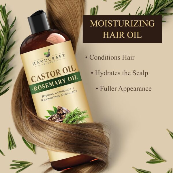 81TAb5oG-7L._SL1500_.jpg Handcraft Blends Castor Oil with Rosemary Oil 8 Fl Oz | 100% Pure and Natural | Premium Grade Carrier Oil | Hair, Eyelashes and Eyebrows | Hair and Body