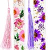 81TR2-emGaL._AC_SL1500_.jpg Pressed Flower Bookmarks (2 Pack) Clear Dried Floral Resin with Tassels Handmade Gift for Women, Students, Bookworms, Book Lovers, Accessories to Increase Reading Interest