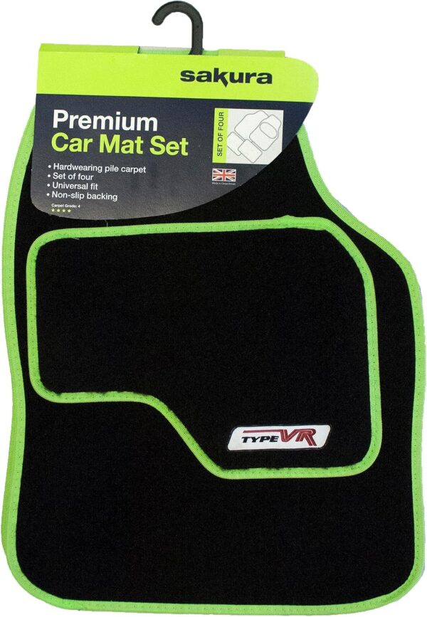Sakura SS5308 Universal Car Mat Set, Lime