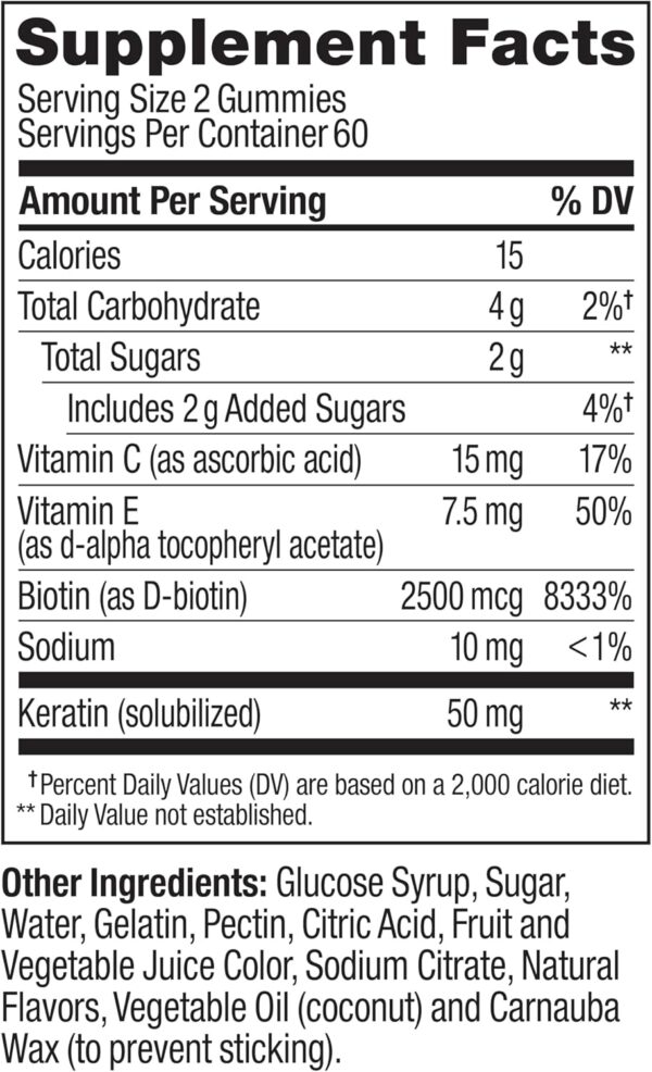 81Ta8OB2J8L._AC_SL1500_.jpg OLLY Hair Skin and Nails Gummies - Undeniable Beauty with Biotin 2500mcg Per 2 Gummies, Keratin & Vitamin C - Supports Healthy Hair, Skin, & Nails - Grapefruit Flavor - 120 Count
