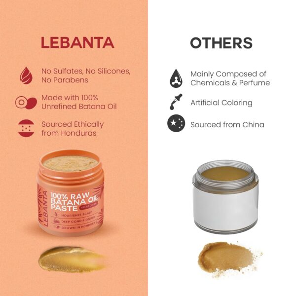 81TgExHhMKL._SL1500_.jpg Lebanta Raw Batana Oil for Hair - 100% Pure, Organic 4oz Batana from Honduras for Fuller, Thicker-Looking Hair - Unrefined Cold Pressed Cosmetic Scalp Oil & Hair Mask, Gift for Women (1 Pack)