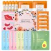 QUIYUM Skincare Set - 26PCS Face Masks & Lip-Eye Masks, Fruit & Turmeric VC Masks Gifts for Women Teen Girls, Travel Size Toiletries for Mother's Day Christmas Birthday