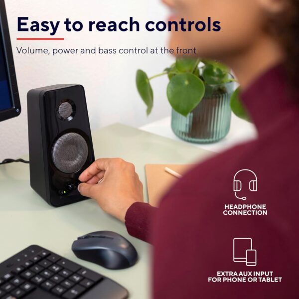 Trust Tytan 2.0 PC Speaker Set, USB Powered Sound System, Plug and Play Speakers, Bass Control, 36 W Peak Power, Wired Speakers for PC, Computer, Laptop, Tablet, Mac, Phone, Smartphone, TV - Black
