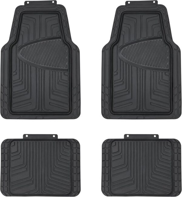 Amazon Basics 4-Piece All-Season Rubber Floor Mat for Cars, SUVs and Trucks, Black